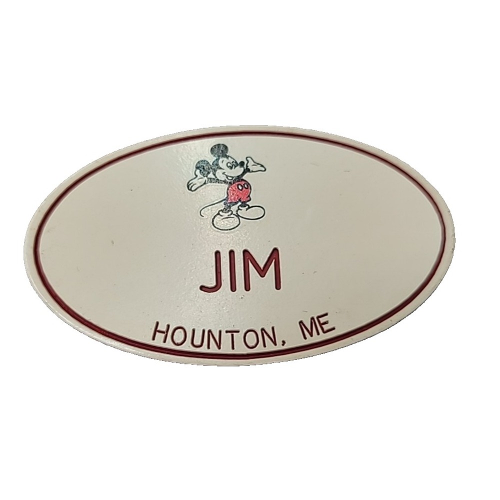 Walt Disney World VTG 1990's JIM Cast Member Hounton Name‎ Tag Badge AUTHENTIC